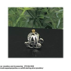 925 Sterling Silver Cinderella Princess Pumpkin Carriage Charm Bead Fairy tale. Pandora Compatible