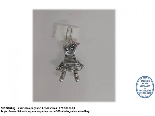 925 Sterling Silver Dangle  Charm Bot Dog. Pandora Compatible.