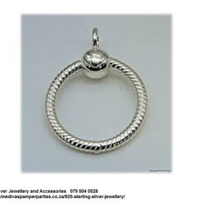 925 Sterling Silver Round Pendant That Can take charms - Large