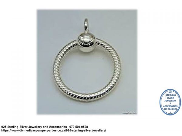 925 Sterling Silver Round Pendant That Can take charms - Large
