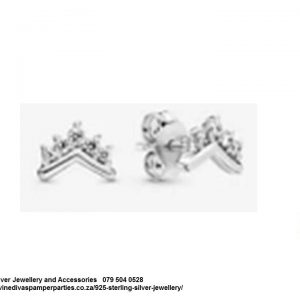 Tiara Cubic Detail Statement Sterling Silver Earrings with Studs