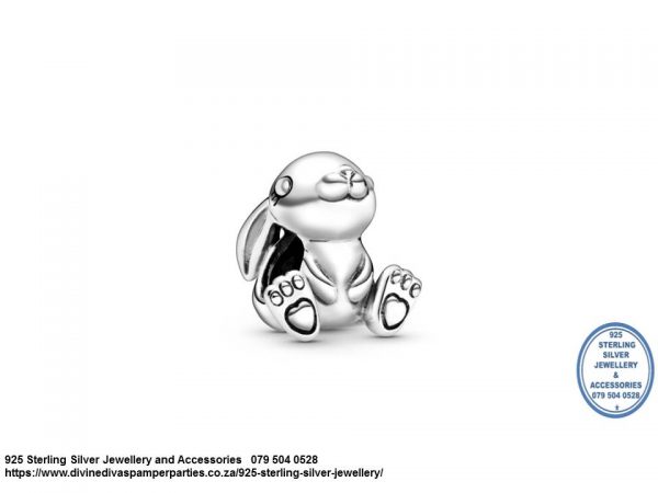 925 Sterling Silver Cute The  Rabbit Charm Bead. Pandora Compatible. Bunny