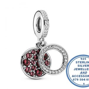 925 Sterling Silver Red CZ Pandora Compatible Dangle Charm