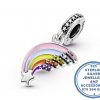 "925 Sterling Silver CZ Rainbow Colourful Enamel Pandora Compatible Dangle Charm"