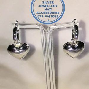 925 Sterling Silver Big Puffy Heart Charm Pretty Woman Stud Dramatic ShowStopper Earrings.