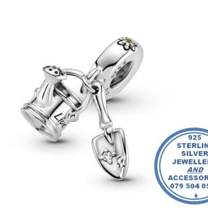 "925 Sterling Silver Dangle Watering Can And Trowel Charm. Pandora Compatible. Spring. Bloom. Flower Water Can."