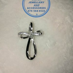 925 Sterling Silver Cross Over CZ Cubic Detail Cross Pendant