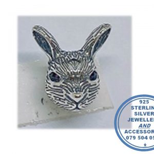 925 Sterling Silver Bunny Hare Rabbit Head Charm Bead. Pandora Compatible.