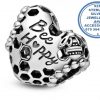 "925 Sterling Silver Bee Happy Heart Pandora Compatible Bead Charm"