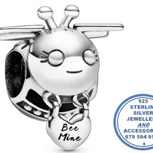 925 Sterling Silver Black and Silver Bee Mine Pandora Compatible Bead Charm