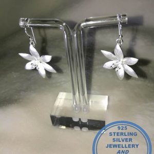 925 Sterling Silver Double Hanging Big Flower Earrings. Hook in