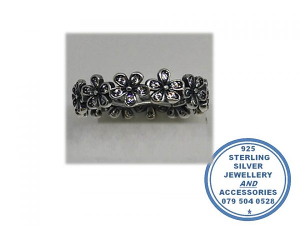 "925 Sterling Silver Cubic CZ Stackable Daisy Flower Ring"