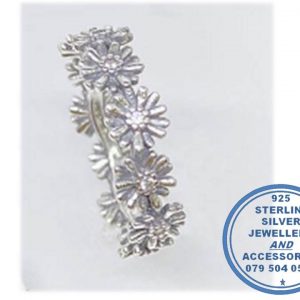 "925 Sterling Silver Cubic Stackable Daisy Flower Ring"
