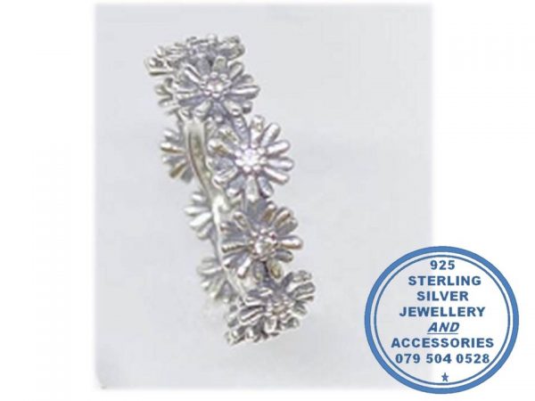 "925 Sterling Silver Cubic Stackable Daisy Flower Ring"