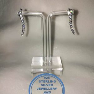 925 Sterling Silver CZ Cubic Clear Vine Stud Earrings