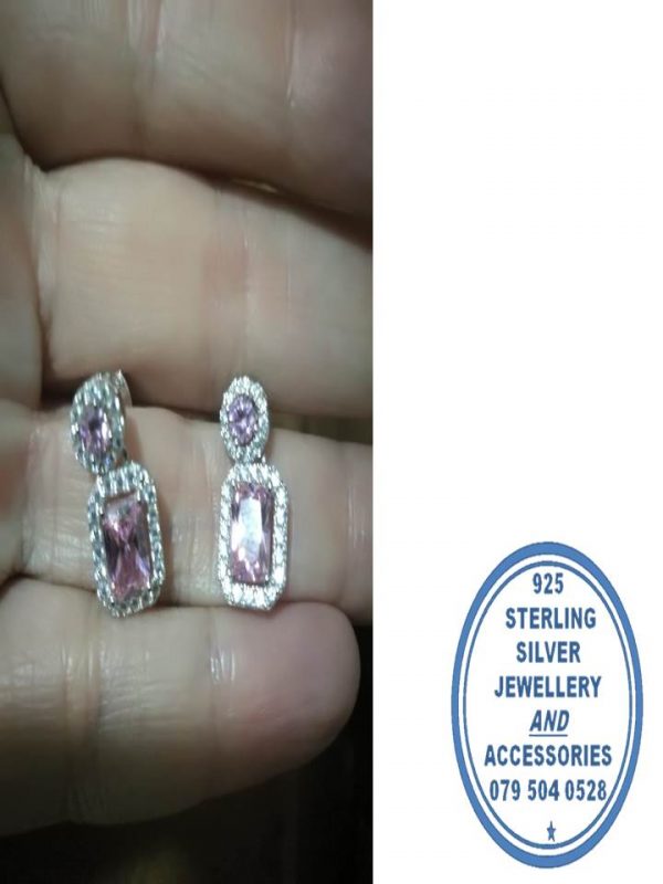 925 Sterling Silver Statement Pink Halo CZ Stud Earrings.