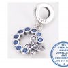 "925 Sterling Silver Blue Cubic with Stunning Butterfly Dangle Charm. Pandora Compatible."