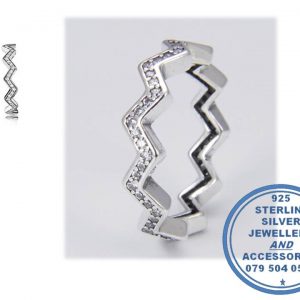 "925 Sterling Silver Zig-zag Zigzag Stack ring. "
