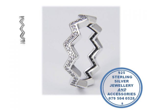 "925 Sterling Silver Zig-zag Zigzag Stack ring. "