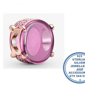 "Rose Gold PLATED PINK  Oval Cabochon Pandora Compatible Bead Charm"