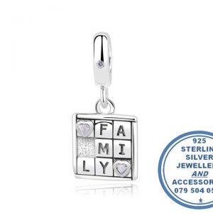 "925 Sterling Silver Family Game Dangle Charm. Pandora Compatible"
