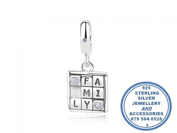 "925 Sterling Silver Family Game Dangle Charm. Pandora Compatible"