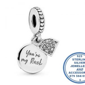 "925 Sterling Silver Dangle You are my rock and diamond charm. Pandora Compatible."