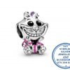 "925 Sterling Silver Alice in Wonderland Cat Charm with Pink Enamel. Pandora Compatible."