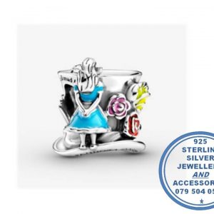 925 Sterling Silver Alice in Wonderland Mad Hatter's Tea Party Bead Charm. Pandora Compatible.