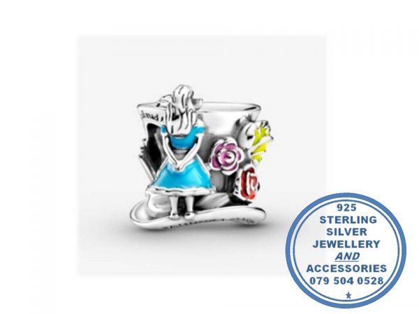925 Sterling Silver Alice in Wonderland Mad Hatter's Tea Party Bead Charm. Pandora Compatible.