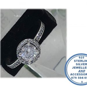 925 Sterling Silver Designer Halo Ring IMP. 