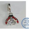 "925 Sterling Silver Ladybug and cubic Dangle Charm. Pandora Compatible."