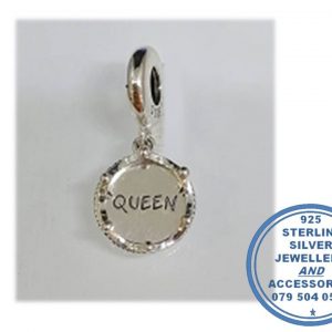 "925 Sterling Silver and Rose Gold PLATED Queen Crown Pandora Compatible Dangle Charm"