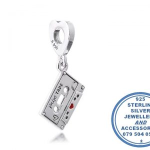 "925 Sterling Silver Vintage Love Cassette Pandora Compatible Dangle Charm"