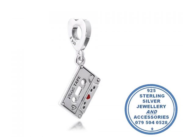 "925 Sterling Silver Vintage Love Cassette Pandora Compatible Dangle Charm"