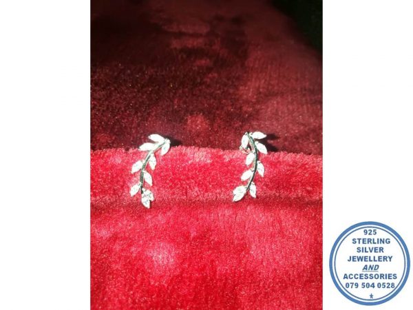 925 Sterling Silver Olive branch Vine Earrings with Studs