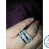 "925 Sterling Silver Statement Ring with 4 bands cross over cubics and 2 silver"