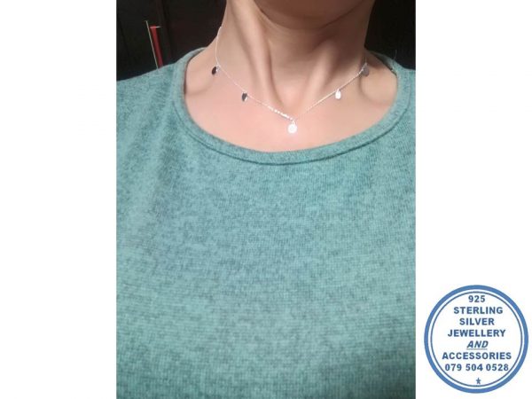 925 Sterling Silver 3 Round Disk 2 Oval Disk 45 cm Chain