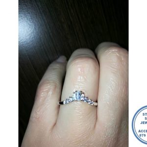 925 Sterling SilverBaquette Centre Wishbone Cubic Statement Wedding Band | Stack Ring