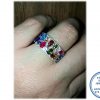 925 Sterling Silver Ring with Multicolor Cubics set to for 1 Broad Ring