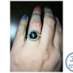 925 Sterling Silver Ring with Multicolor Cubics set to for 1 Broad Ring