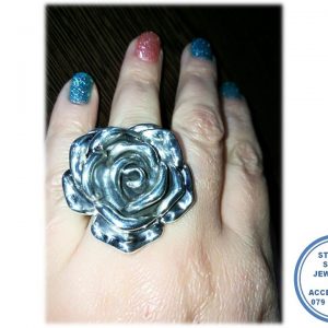 925 Sterling Silver Large Bold Rose Ring Electro-formed
