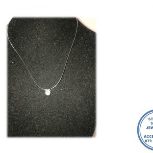 "925 Sterling Silver Round CZ 5mm Floating Gut 40cm necklace"