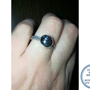 "925 Sterling Silver Rope Ring with half ball top"