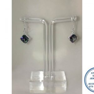 "925 Sterling Silver Dangle hook in Mystic Topaz Earrings 8 x 8 mm "