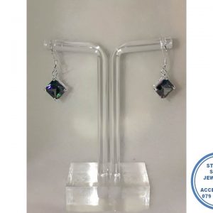 "925 Sterling Silver Dangle hook in Mystic Topaz Earrings 8 x 8 mm "