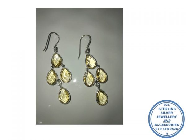"925 Sterling Silver Chandelier Citrine Earrings"