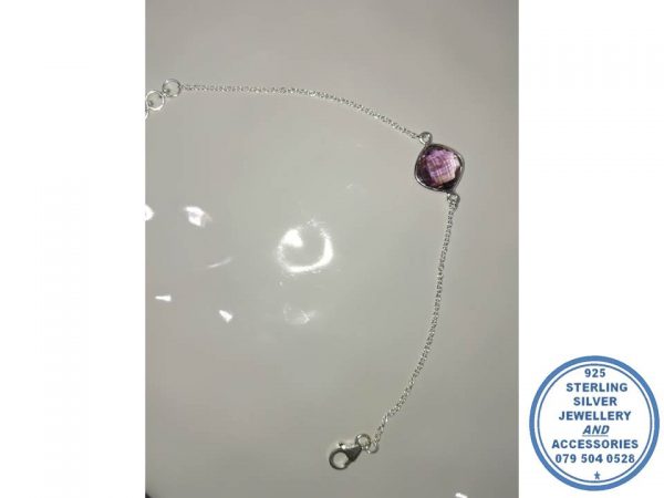 "925 Sterling Silver Amythist Purple Bracelet"