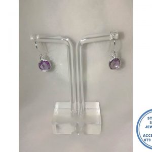 "925 Sterling Silver Amythist Hook in Earrings Square."