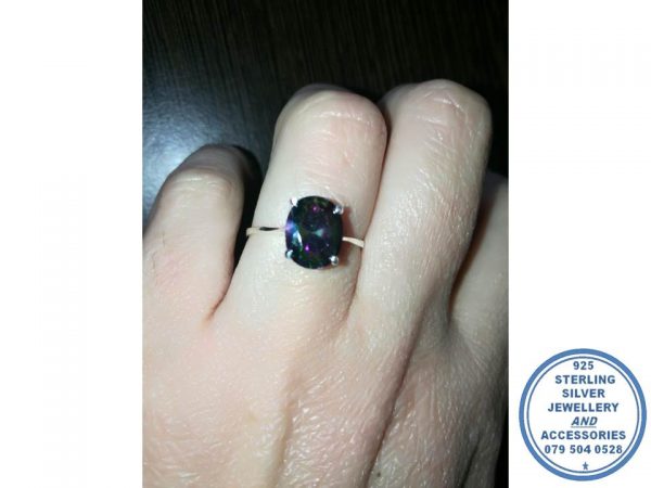 "925 Sterling Silver OVAL Mystic Topaz Ring 8 x 10mm"